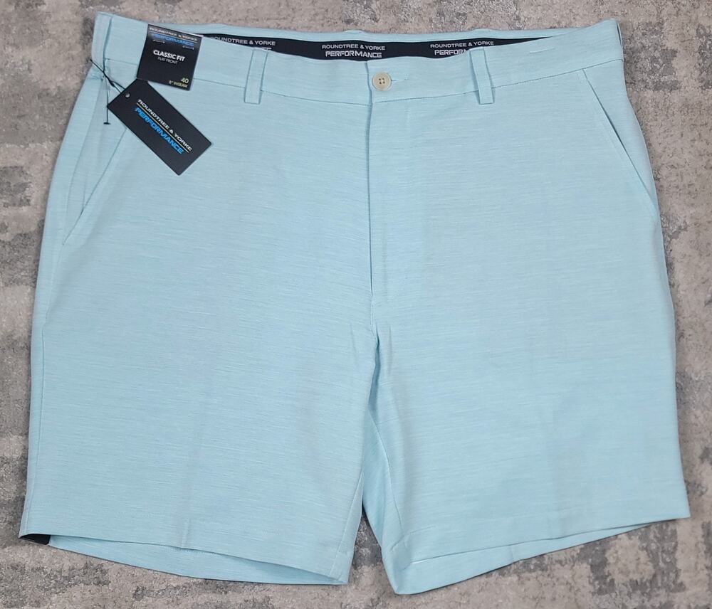 NWT Roundtree & Yorke Men's Classic Fit Chino Golf Light Green Shorts Size 40x8